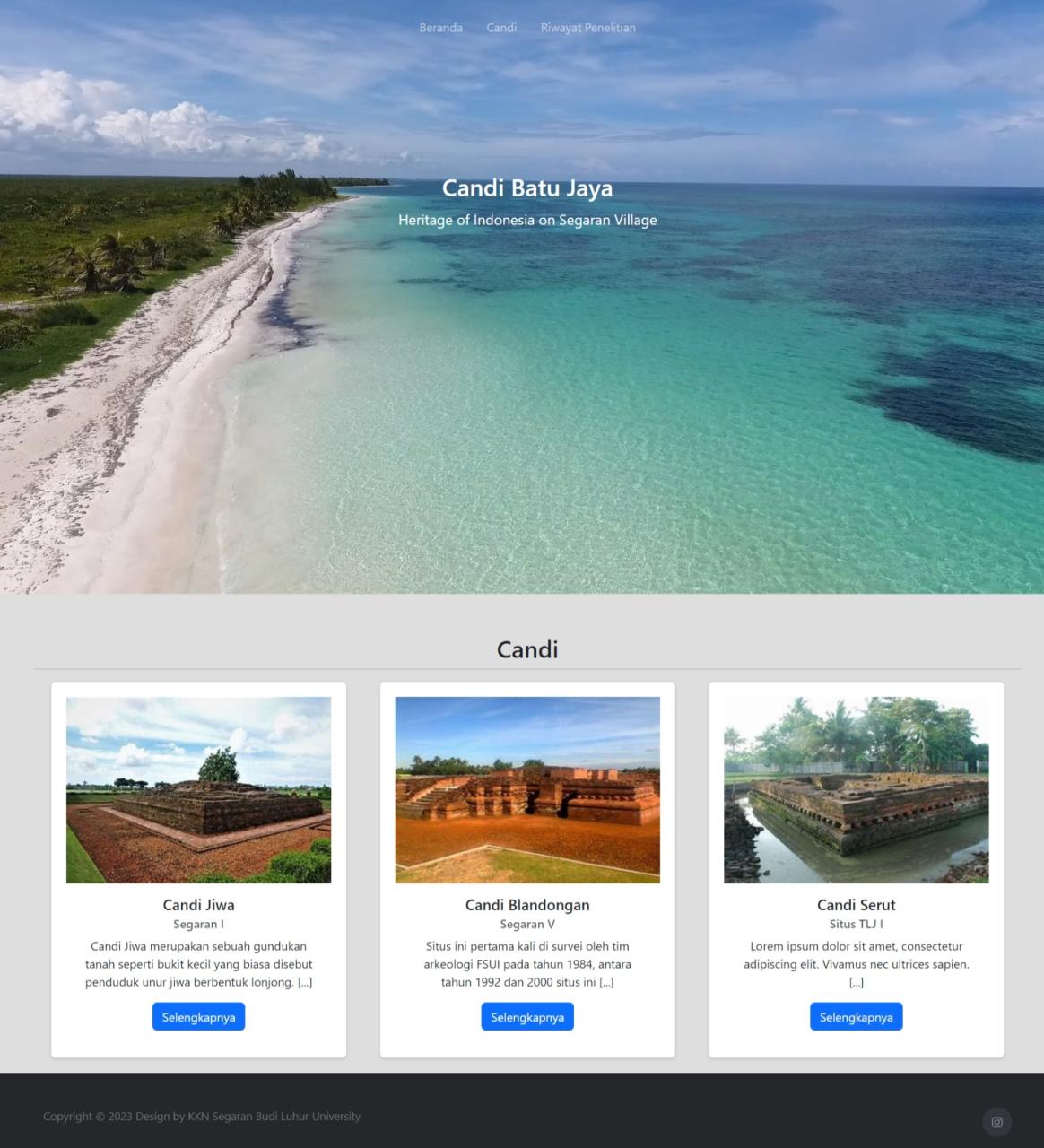 Tourism Website to Highlight and Introduce Cultural Heritage Sites in Segaran Village, Karawang Regency, West Java Province, Indonesia.
