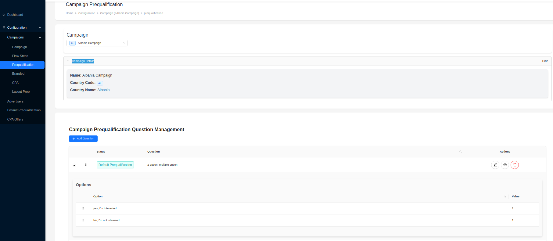 Sweepstake UI Management